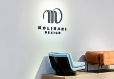 logo in polistirolo per showroom molinari prestige plus